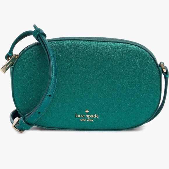 NWT Kate Spade Glimmer Oval Camera Crossbody Bag in Festive Teal - Picture 1 of 6